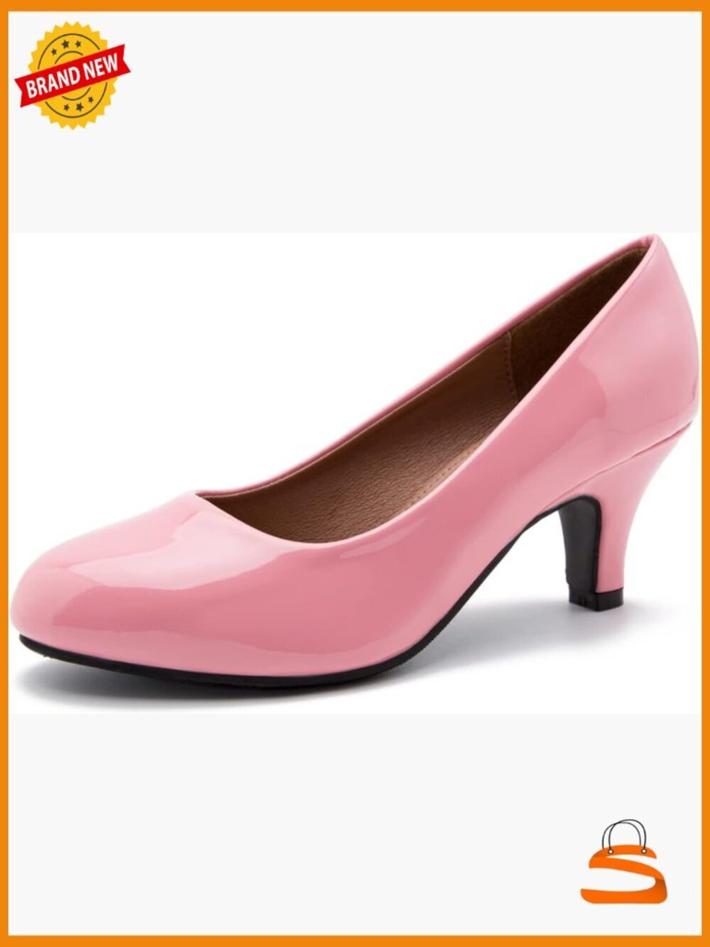 Classic Round Toe Pumps, Mid Kitten Heel Dress Shoes